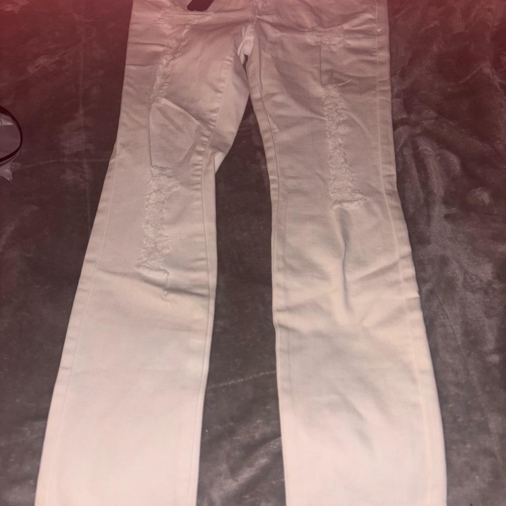 Stylish Cream Distressed Pants